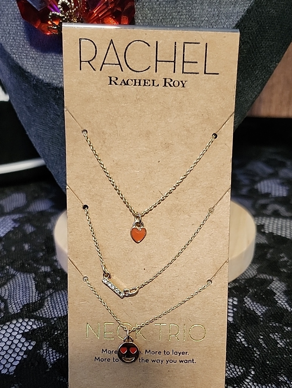 RACHEL Rachel Roy Gold-Tone Layered Necklace Set with Orange Heart Charms